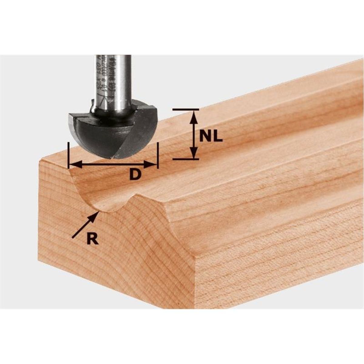 Festool Hulkehlfræser HW, skaft 8 mm HW S8 R12,7