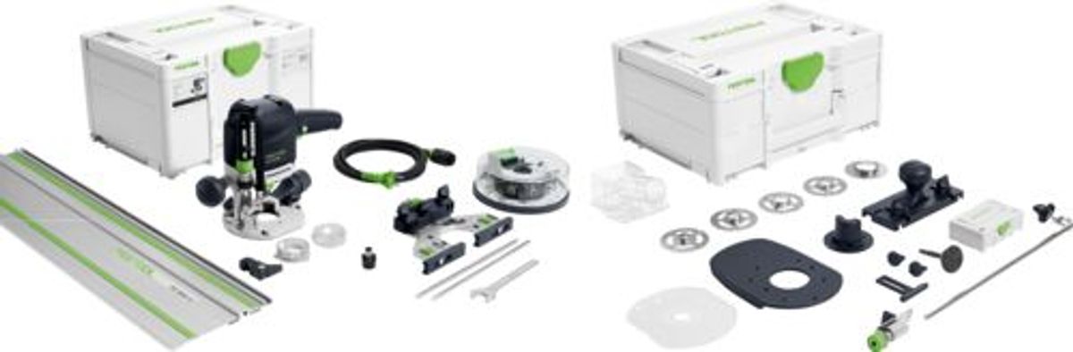 Festool Overfræser OF 1010 REBQ-FS-Set+Box med LED lys inkl. tilbehørssystainer og fræsejern