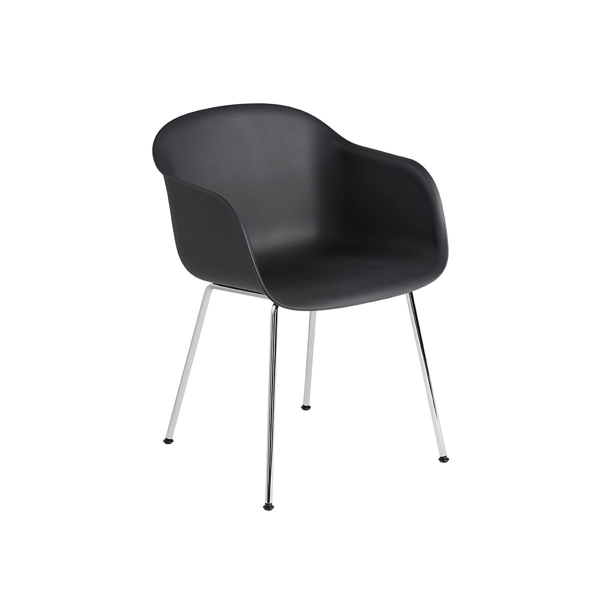 Fiber armchair Tube fra Muuto (Black/ chrome base)