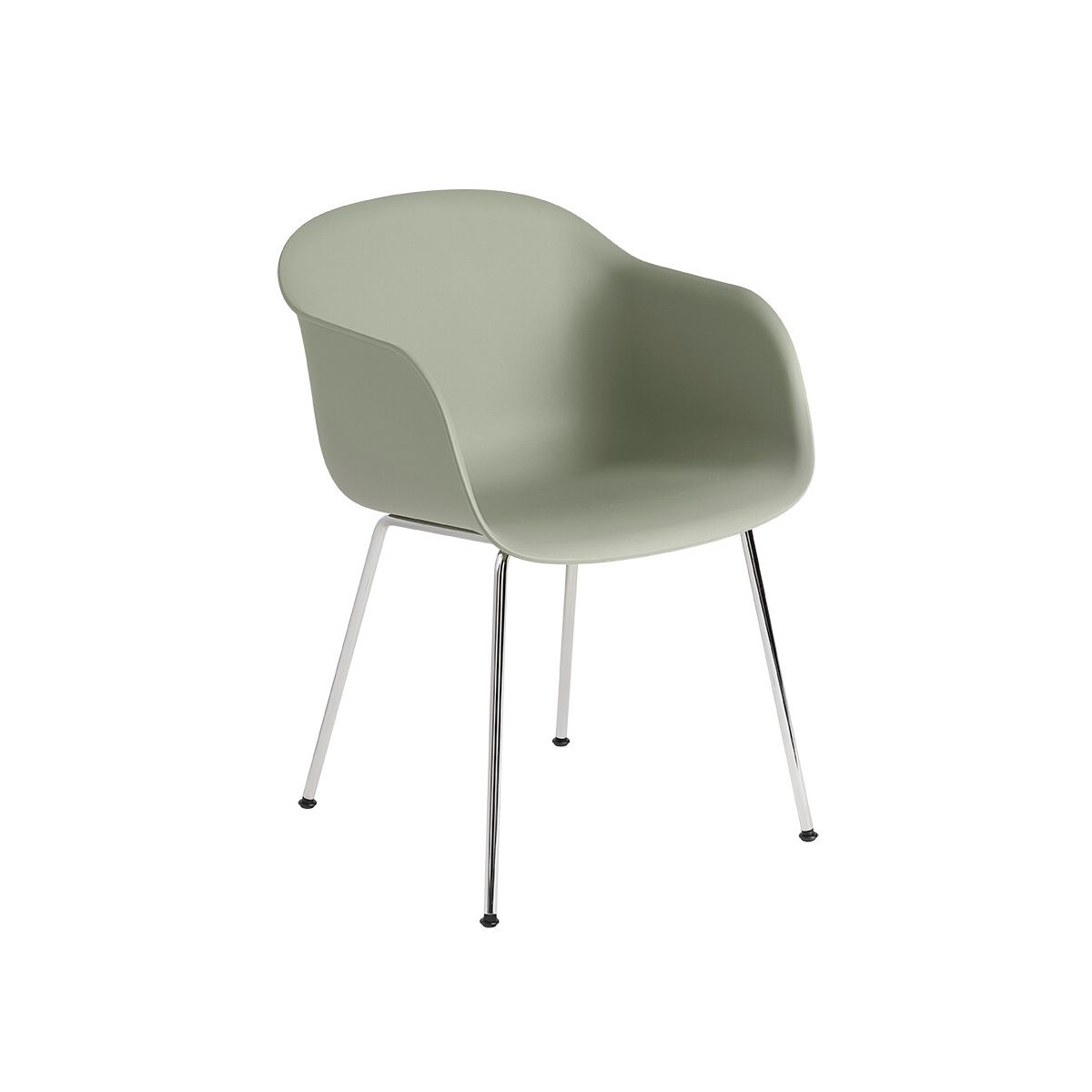 Fiber armchair Tube fra Muuto (Dusty green/ chrome base)