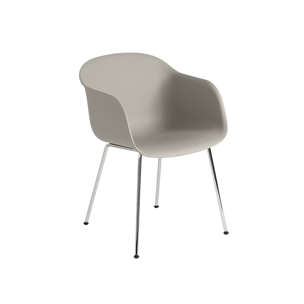 Fiber armchair Tube fra Muuto (Grey/ chrome base)