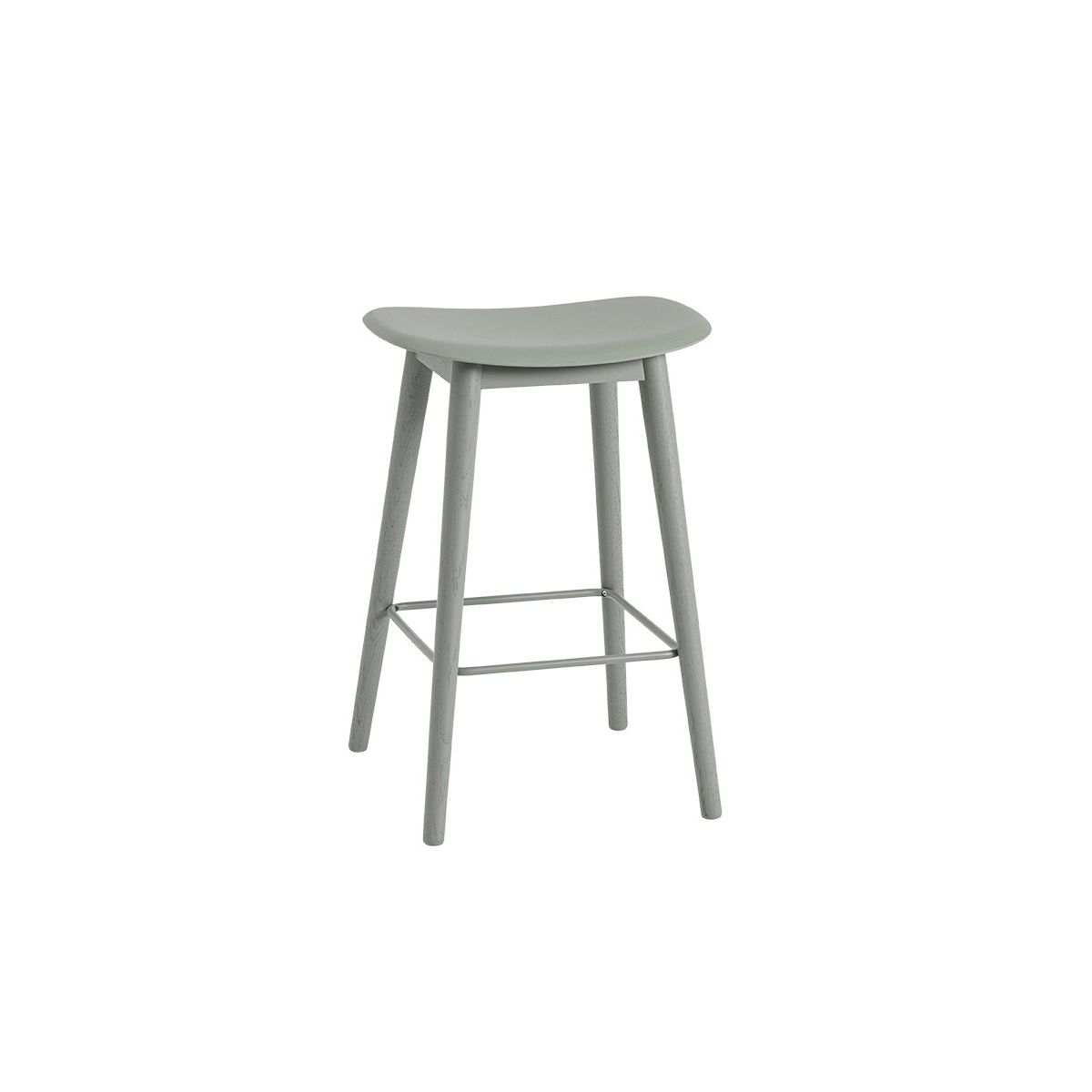 Fiber Bar Stool Wood fra Muuto (Lille, Dusty green/ dusty green base)