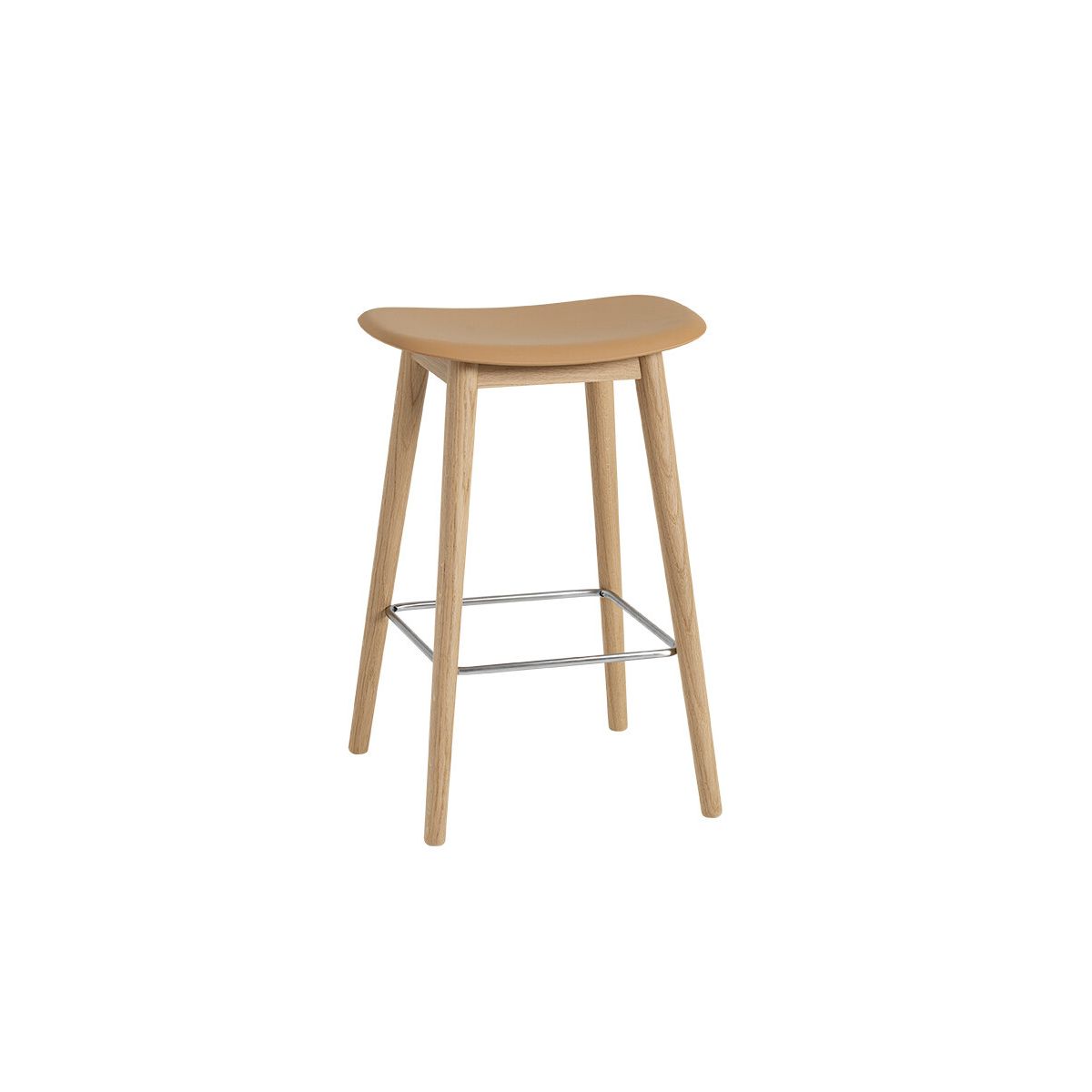 Fiber Bar Stool Wood fra Muuto (Lille, Ochre/ oak base)