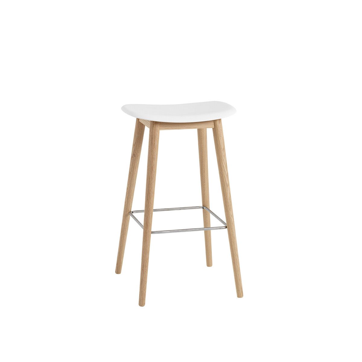 Fiber Bar Stool Wood fra Muuto (Stor, Natural white/ oak base)