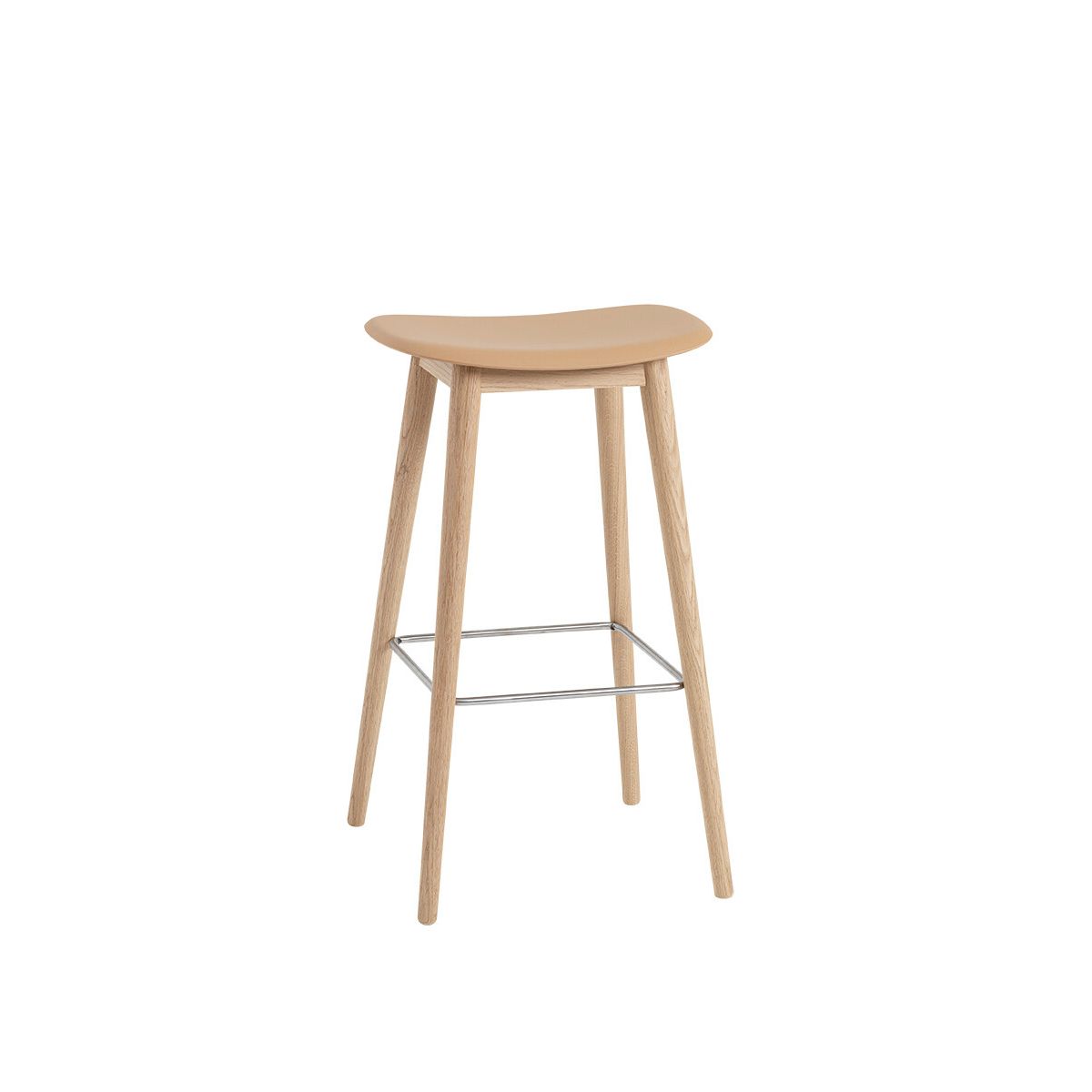 Fiber Bar Stool Wood fra Muuto (Stor, Ochre/ oak base)