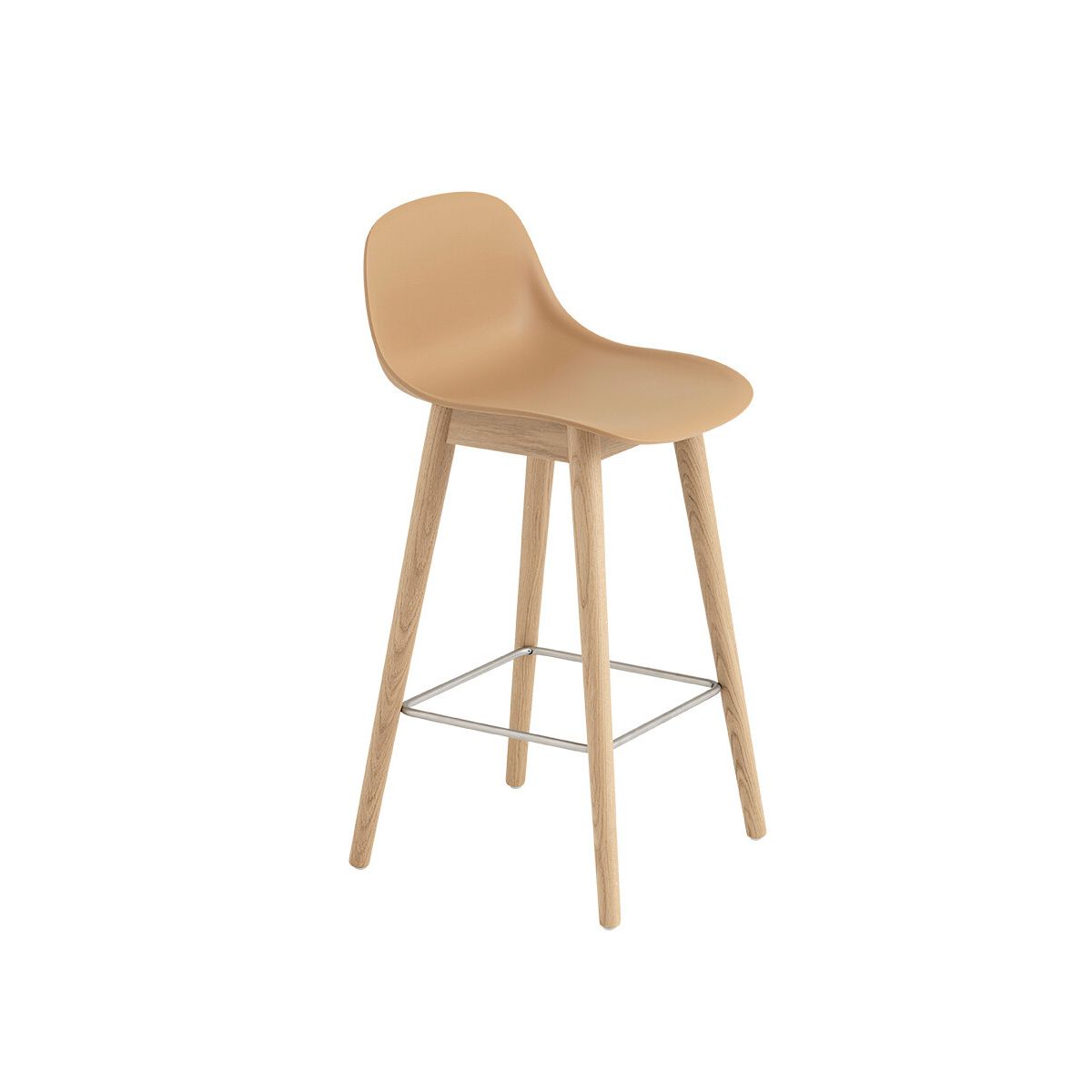 Fiber Bar Stool Wood w. back fra Muuto (Lille, Grey/ grey)