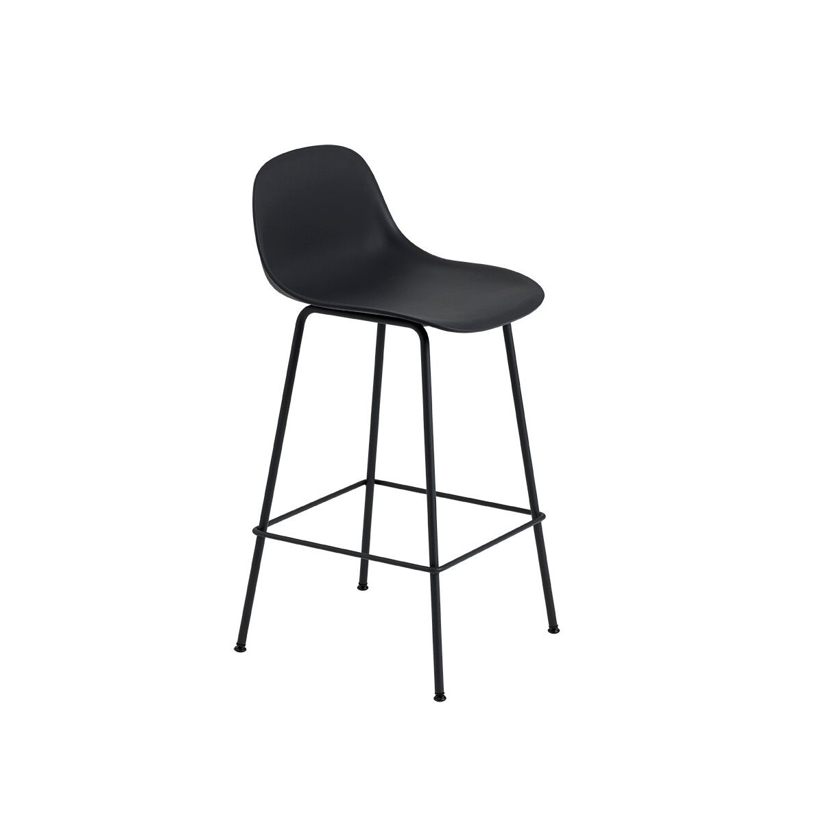 Fiber Barstool tube w. back fra Muuto (Lille, Black/ black base)