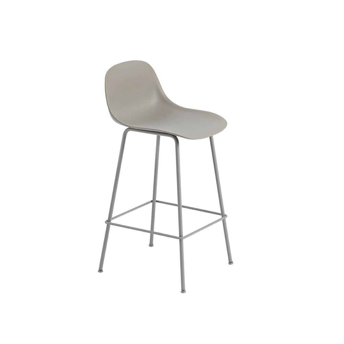 Fiber Barstool tube w. back fra Muuto (Lille, Grey/ grey base)