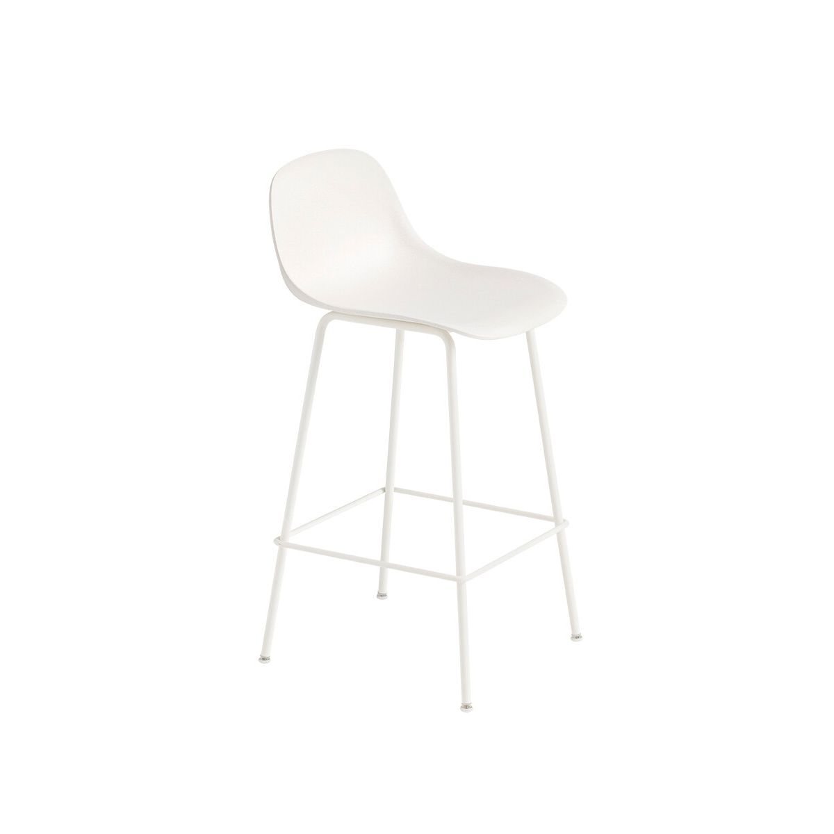 Fiber Barstool tube w. back fra Muuto (Lille, Natural white/ White base)