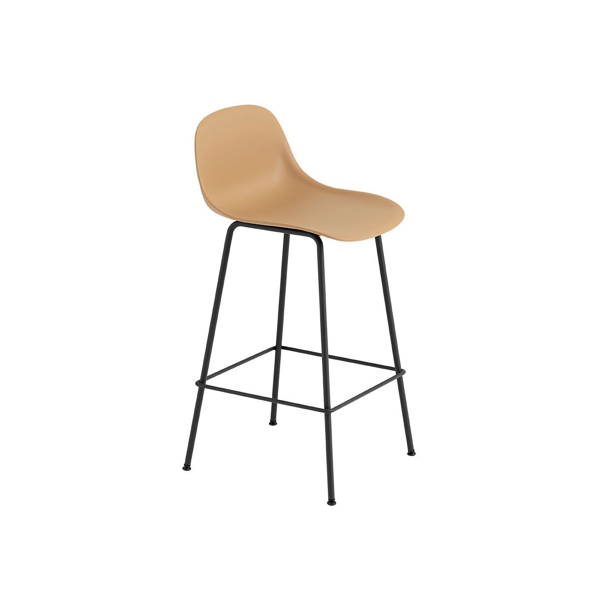 Fiber Barstool tube w. back fra Muuto (Lille, Ochre/ black base)