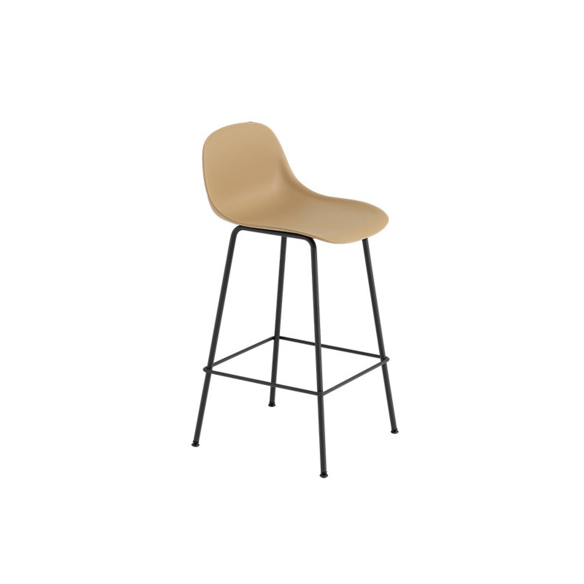 Fiber Barstool tube w. back fra Muuto (Stor, Ochre/ black base)