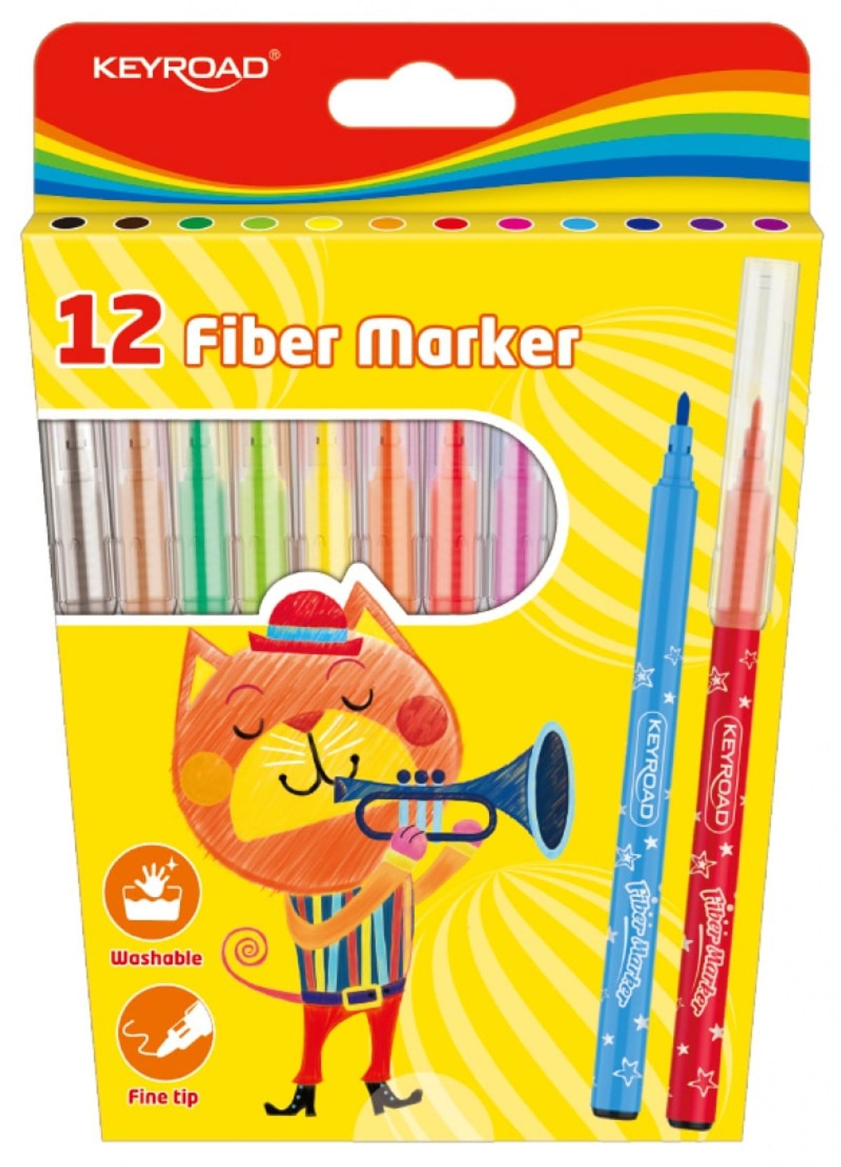 Fiber Markers KEYROAD Farvemix Skole 12 stk.