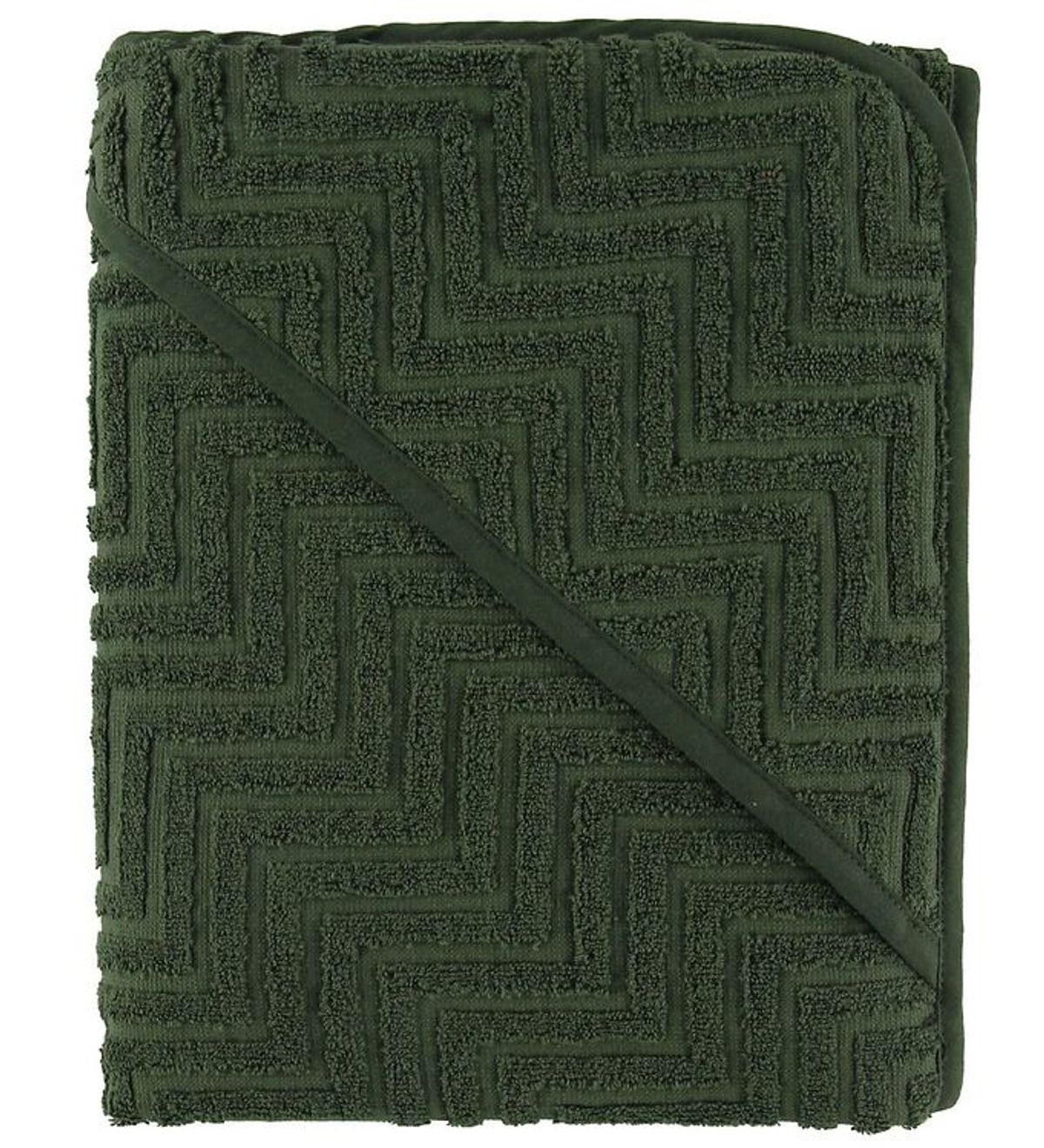 Filibabba Babyhåndklæde - Zigzag - 90x90 cm - Dark Green