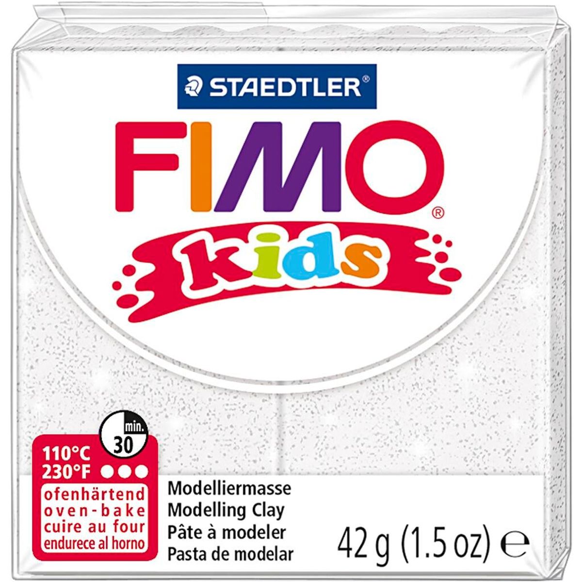 FIMO® Kids ler hvid glitter 42 g