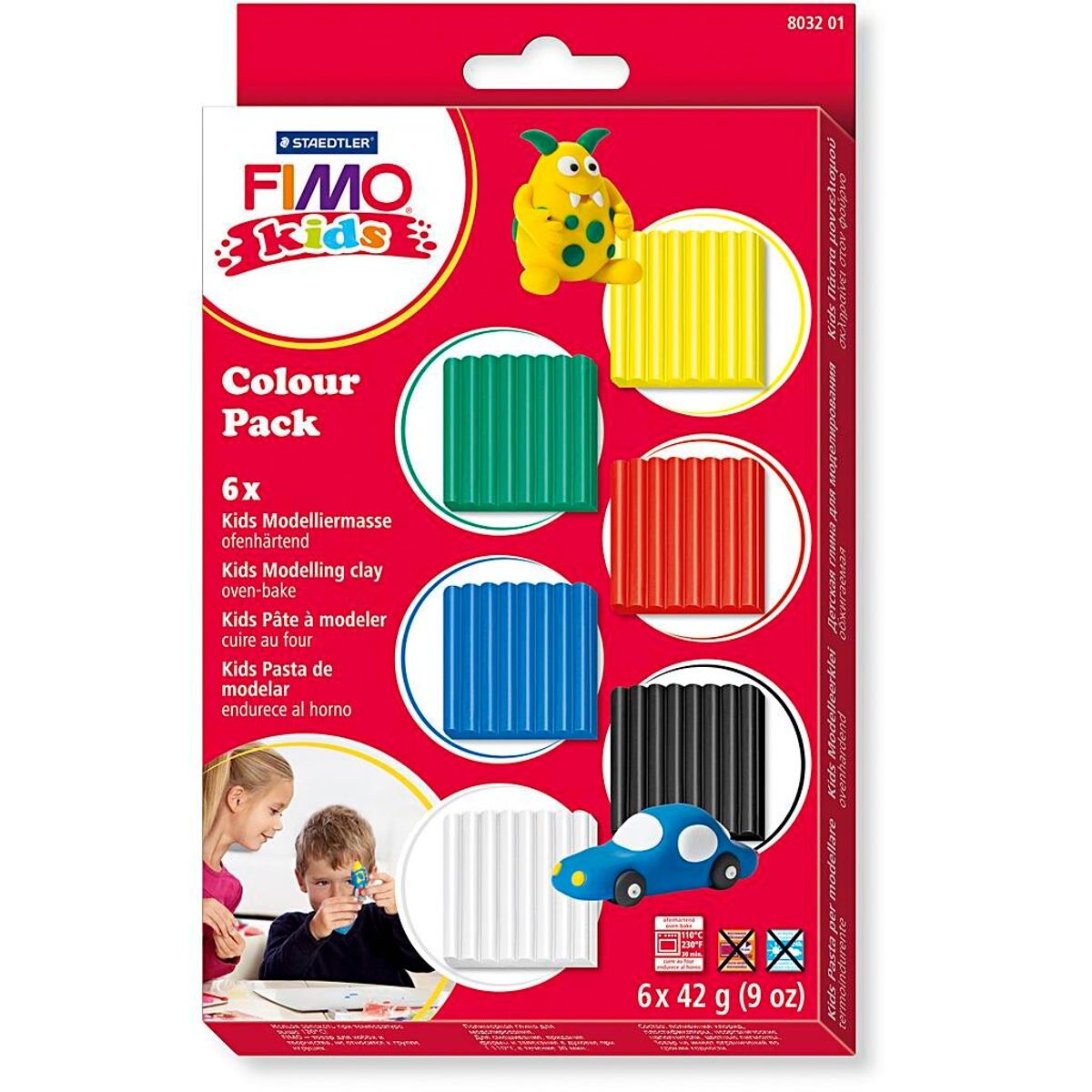 FIMO® Kids ler standardfarver 6x42 g