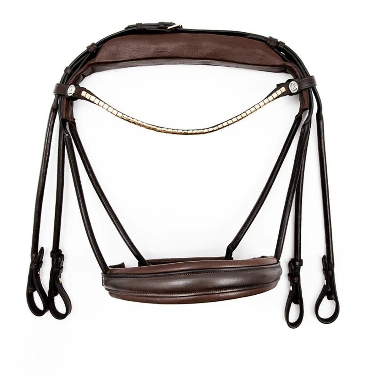 Finesse Bridles Cassidy Kandar, rundsyet m. bredt næsebånd - brun/brun/guld