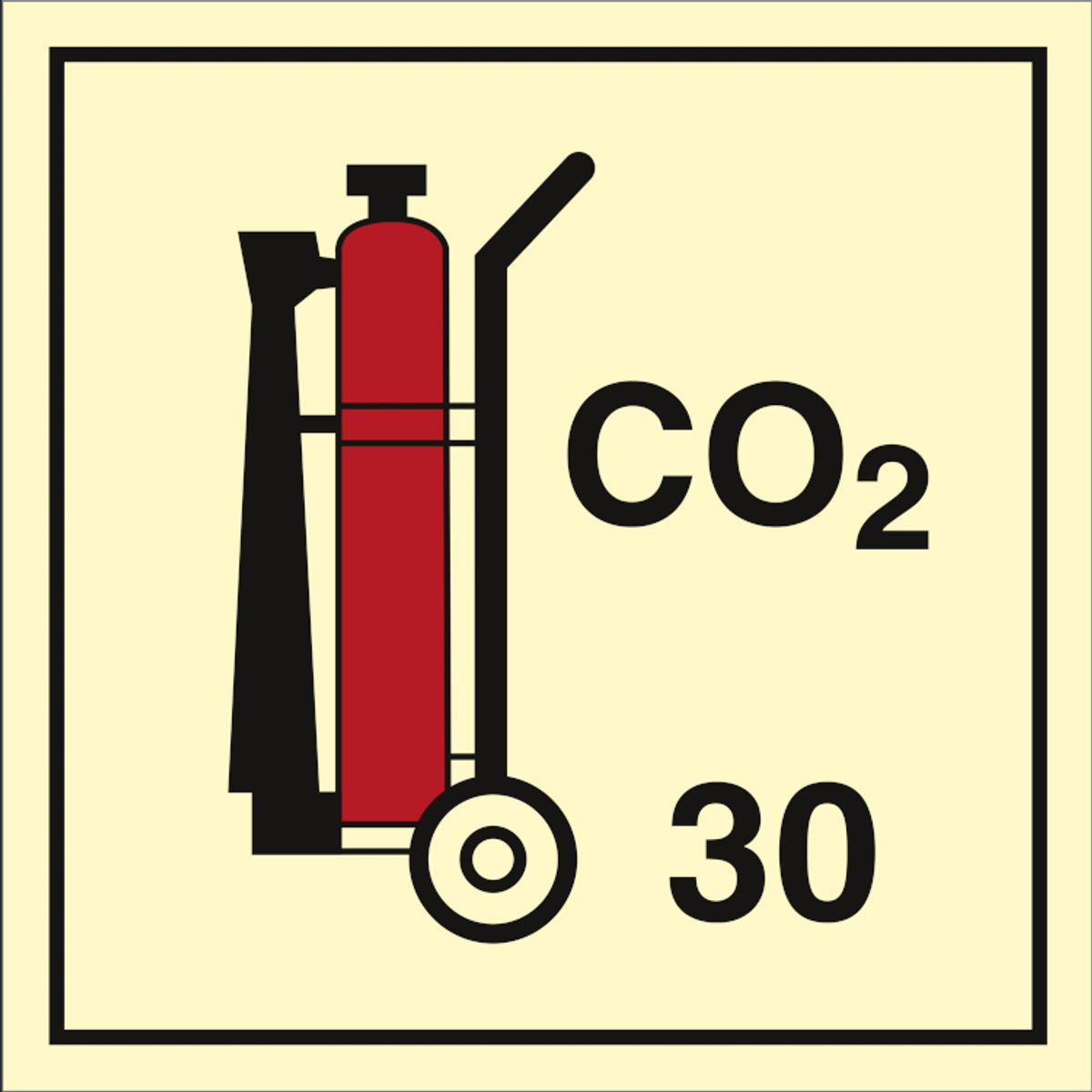 Fire control sign - Wheeled fire extinguisher CO2 30