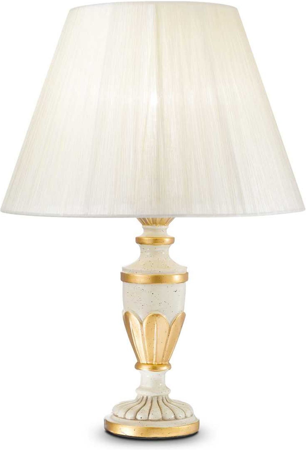 Firenze, Bordlampe, E14 max 1 x 40W, E14, hvid, metal, stof, bladguld, Ø240xH350mm