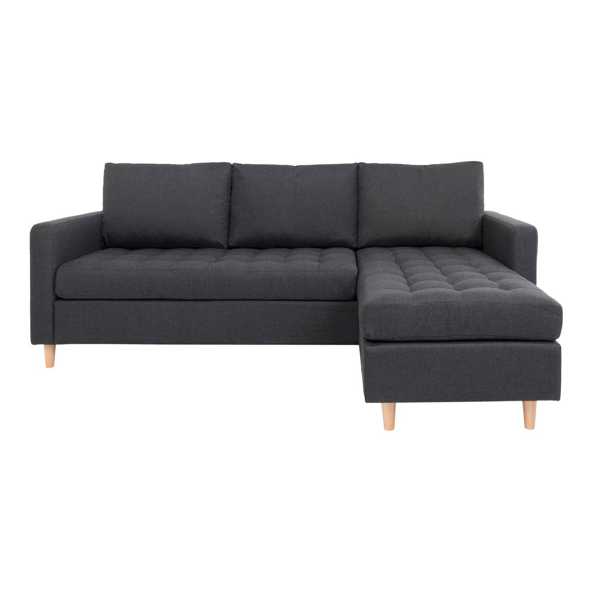 Firenze Sofa - Sofa, Mørkegrå Med Natur Træben, Hn1002