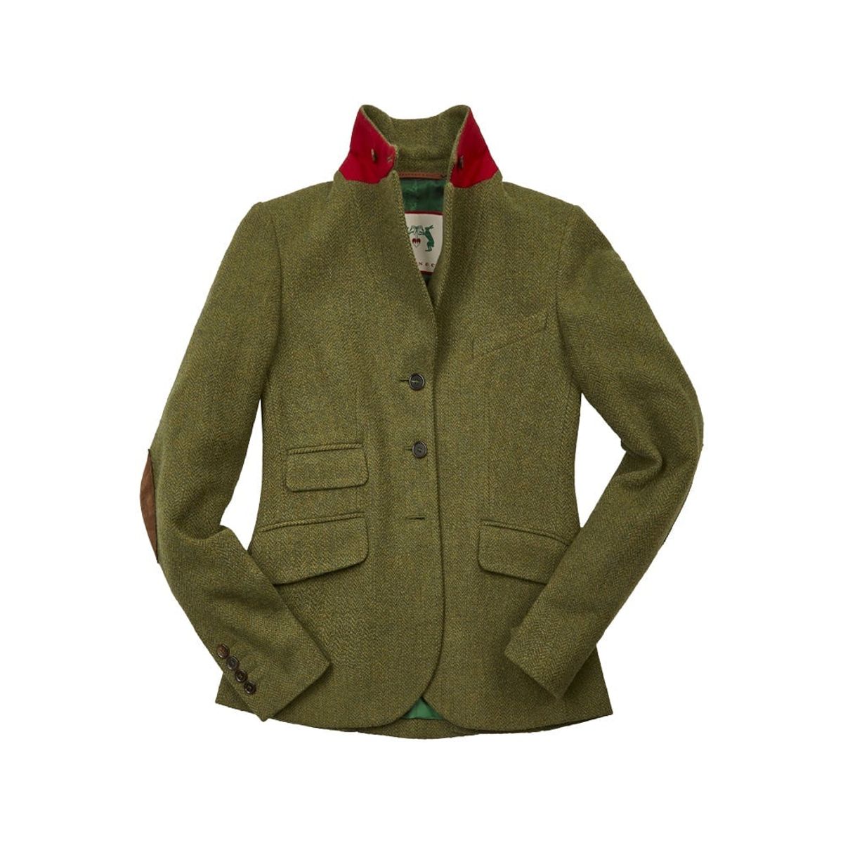 Fischgrat tweed blazer, dame, grøn herringbone - 36 (UK10)