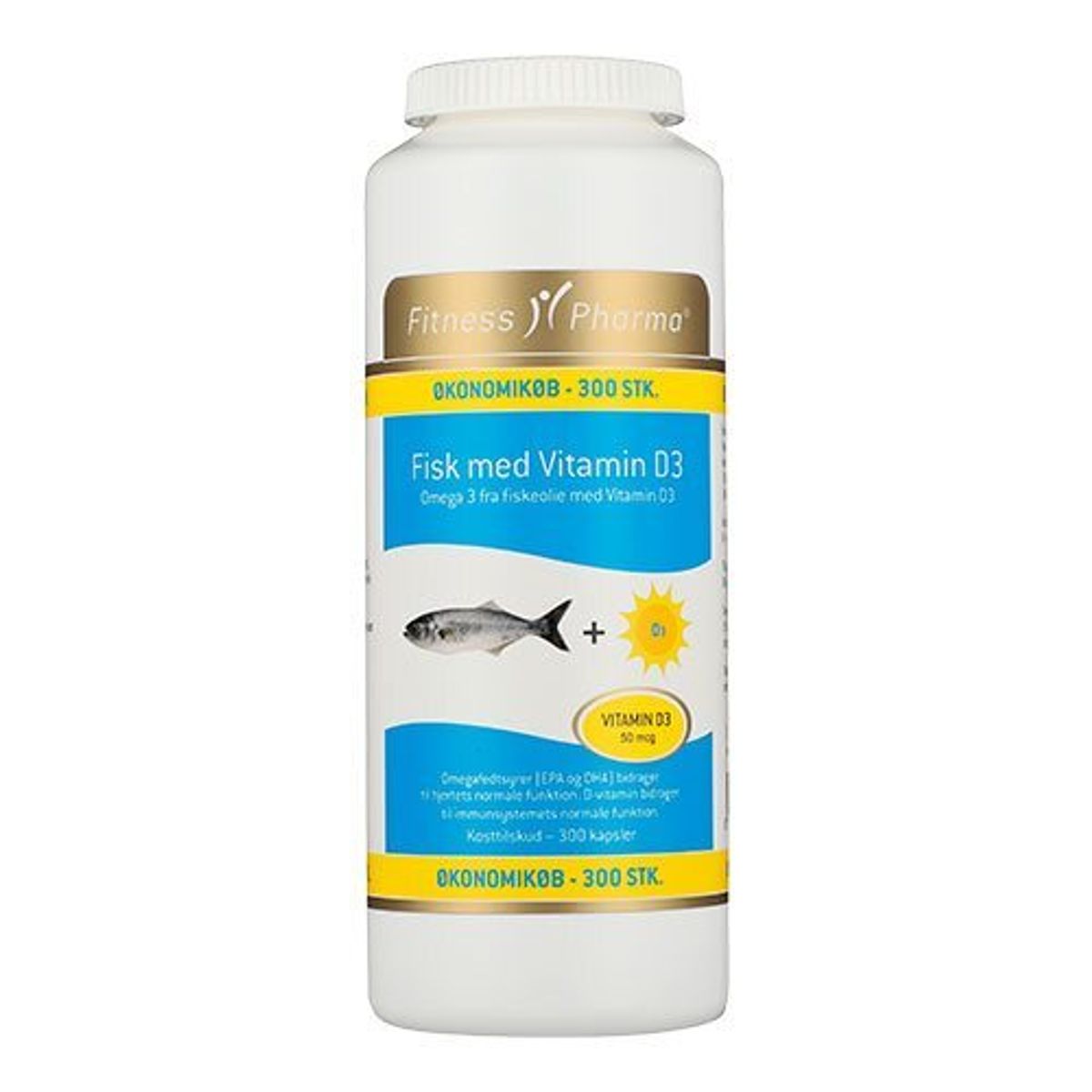 Fisk med Vitamin D3 Fitness Pharma - 300 kapsler