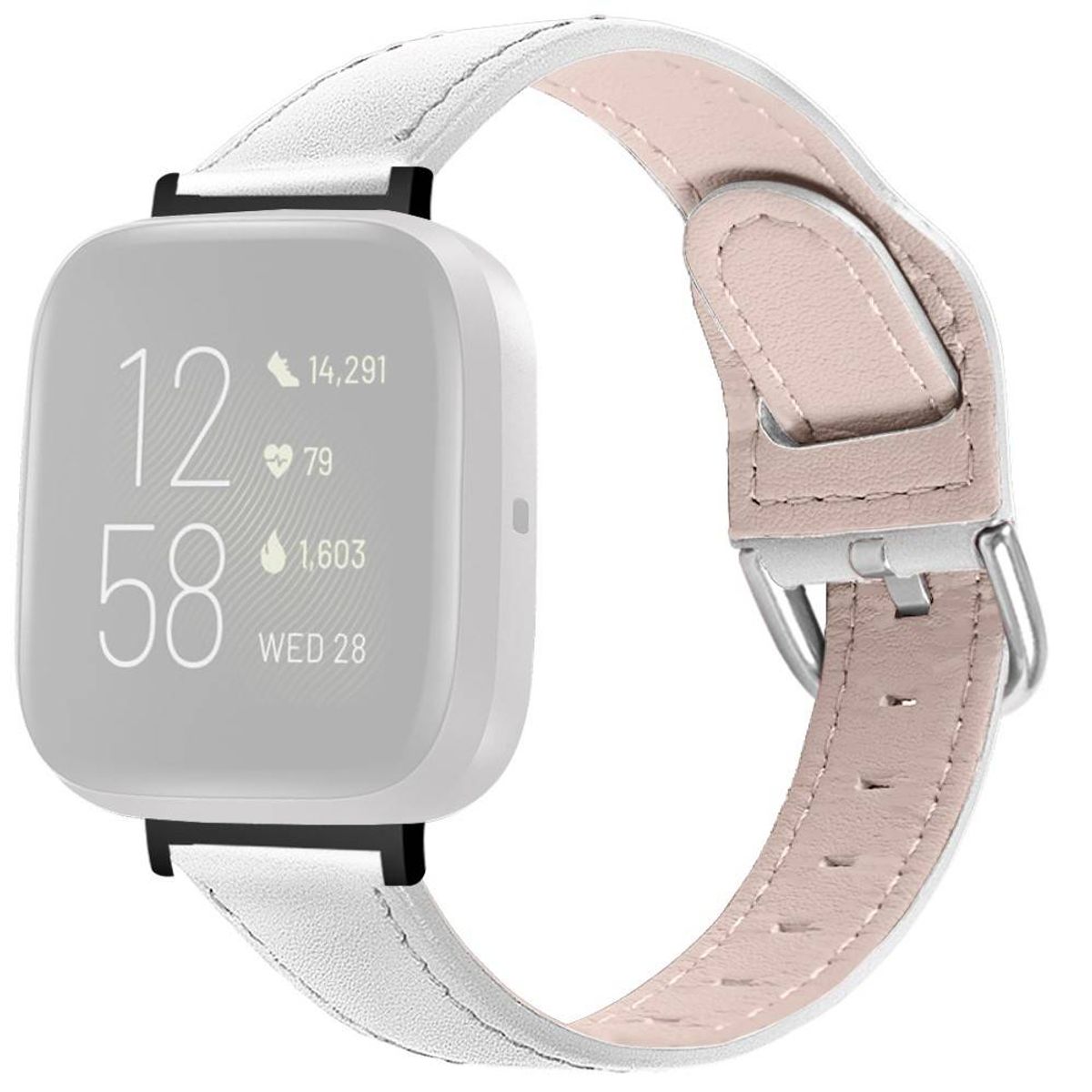 Fitbit Versa 3/Sense - Ægte læder rem 22.5mm - Hvid