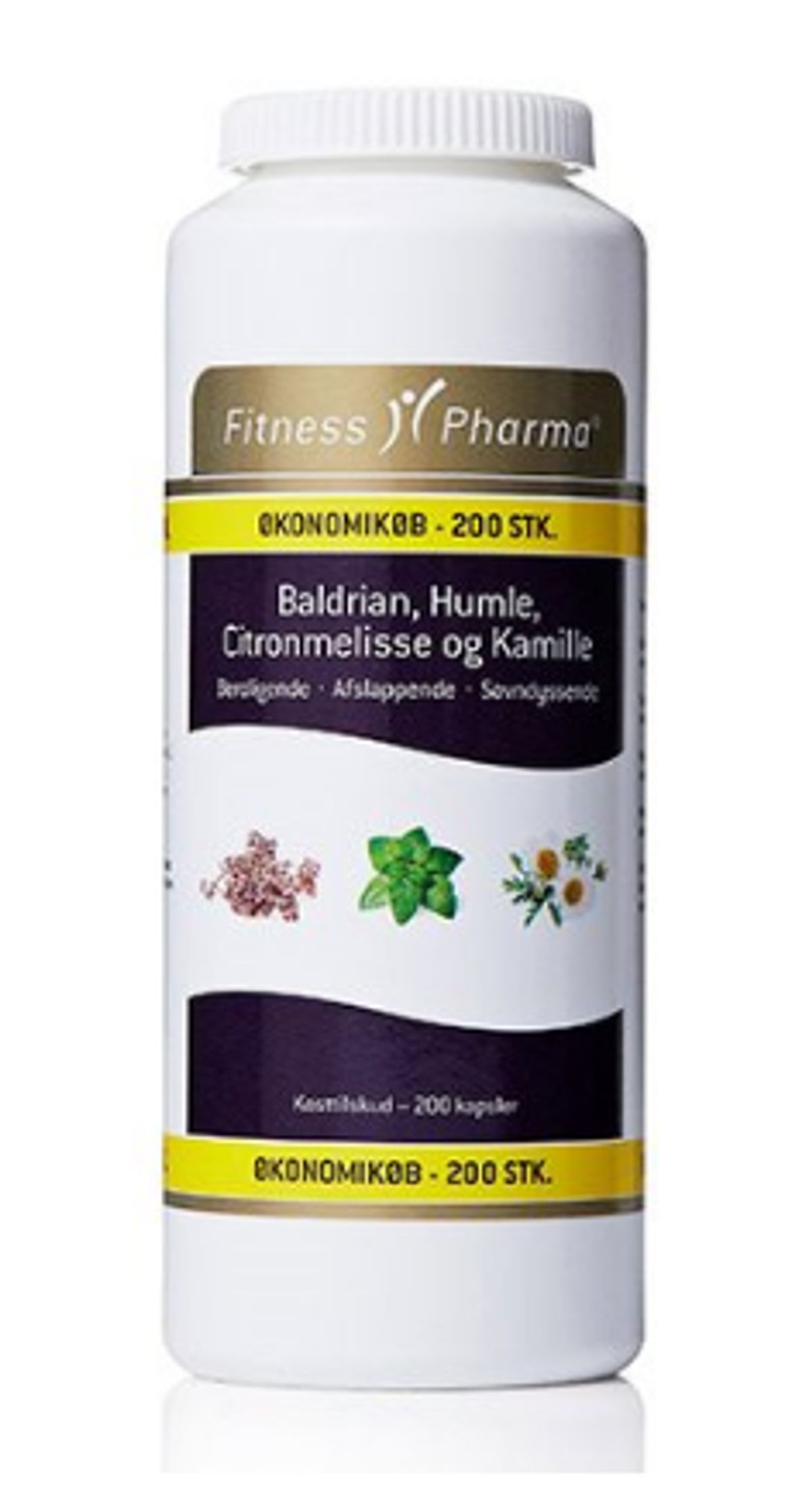 Fitness Pharma Baldrian, Humle, Citronmelisse og Kamille, 200 kap.