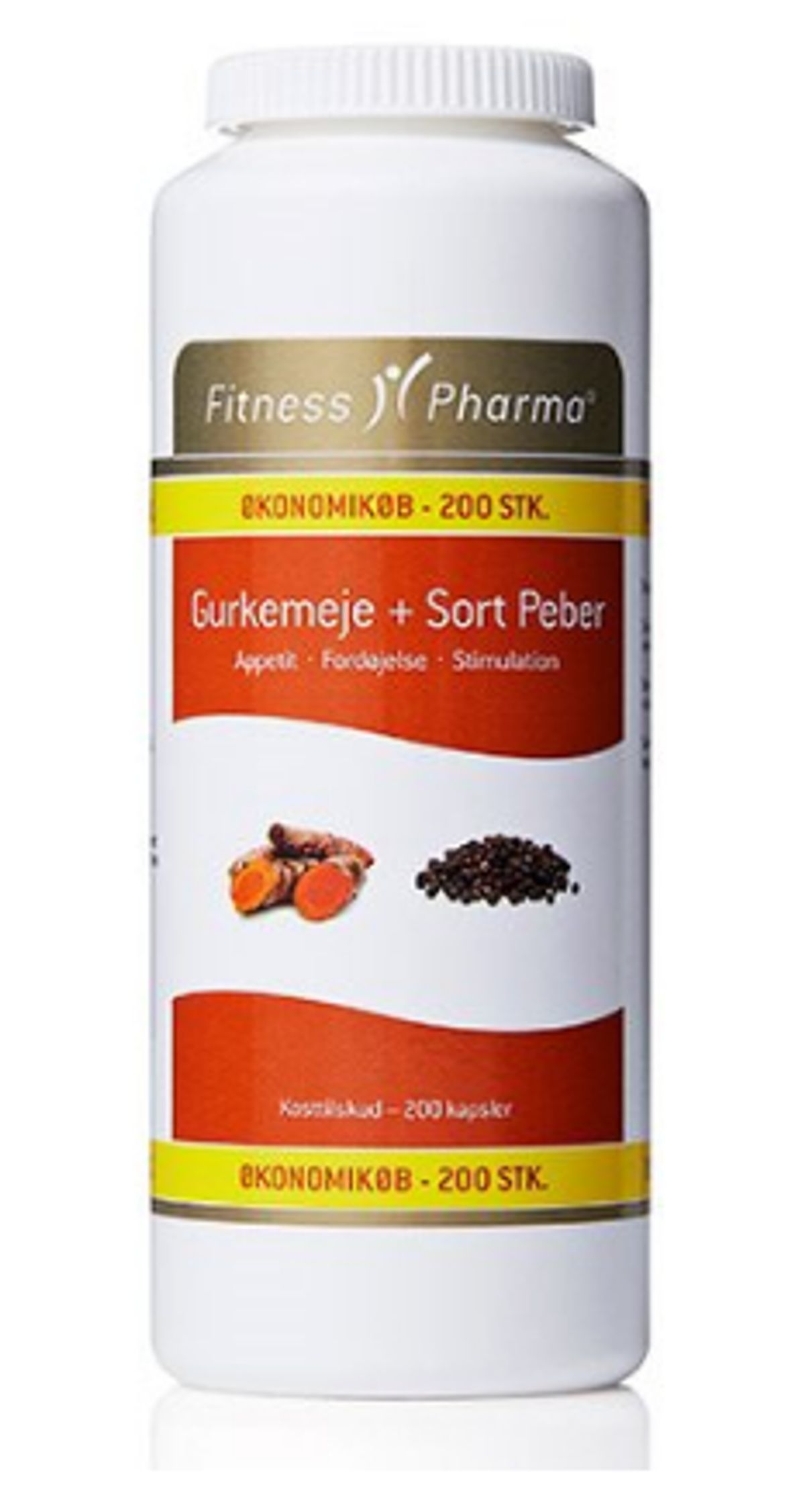 Fitness Pharma Gurkemeje & Sort Peber, 200 kapsler.