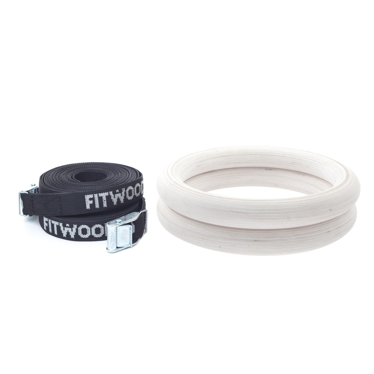 FitWood ULPU Gymnastikringe 28mm - Glazing-overflade / Sort Strop