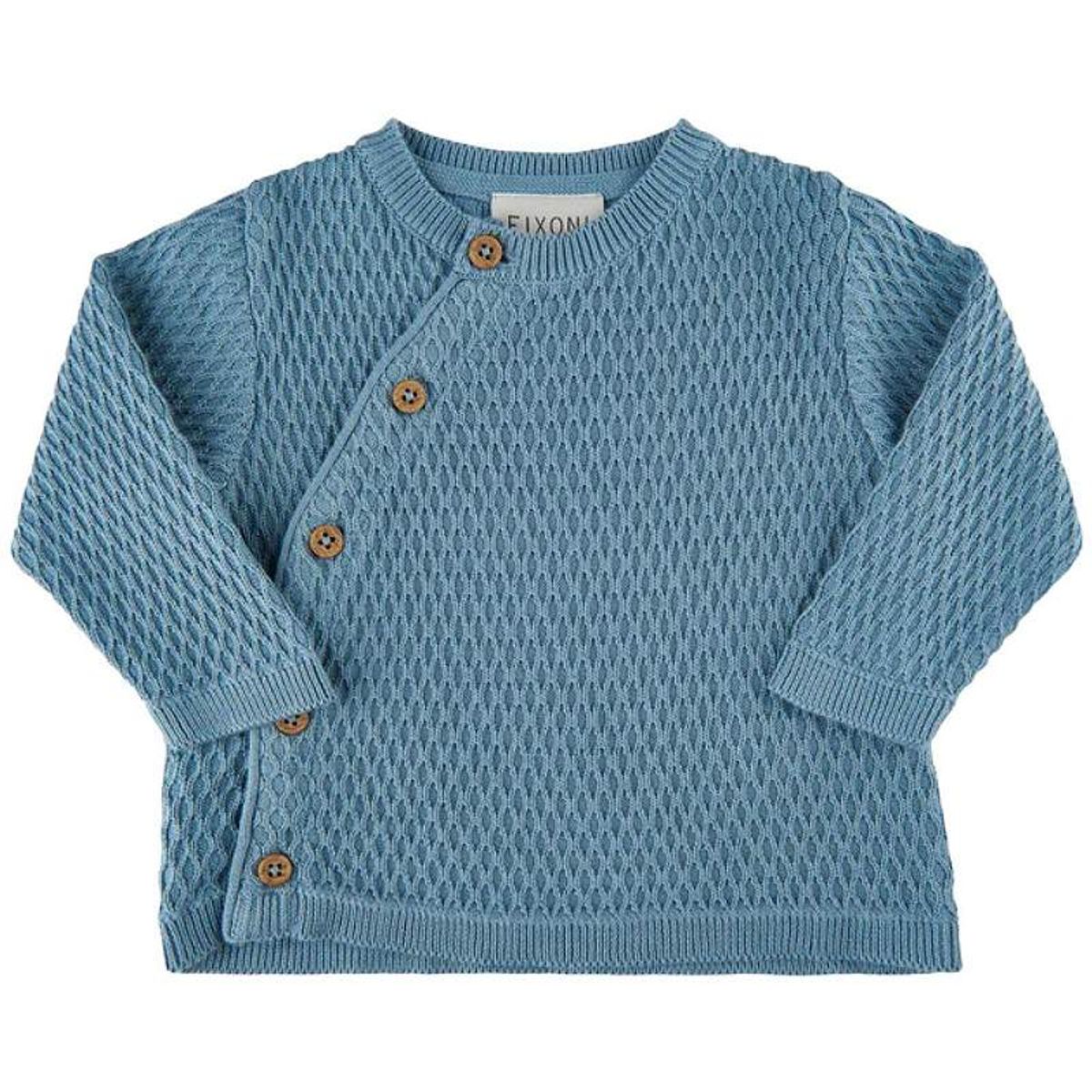 Fixoni - Baby Boy Knit Cardigan - Faded Denim - 92