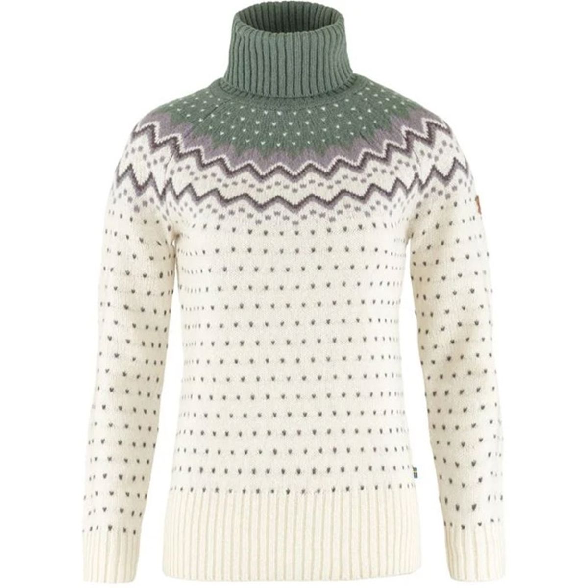 Fjällräven Övik Knit Roller Neck Woman-chalk Hvid / patina Grøn-S - Trøjer