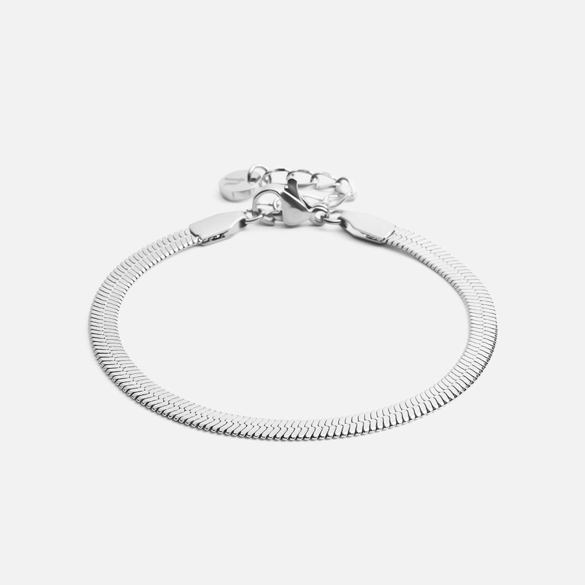 Flad Snake Armbånd Sølvfarvet 4mm