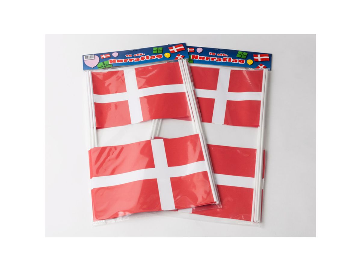 Flag på Pind 20x27 Dannebrog Papir 10 stk