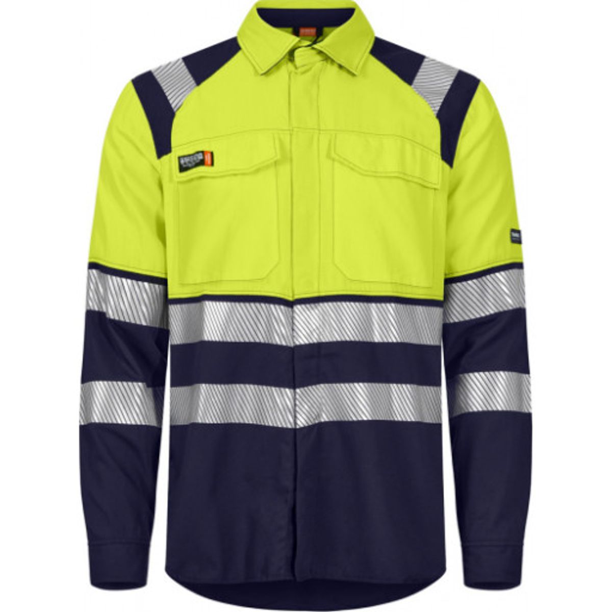 Flammehæmmende skjorte 507691, High-Vis kl.2 gul/marine str. 2XL