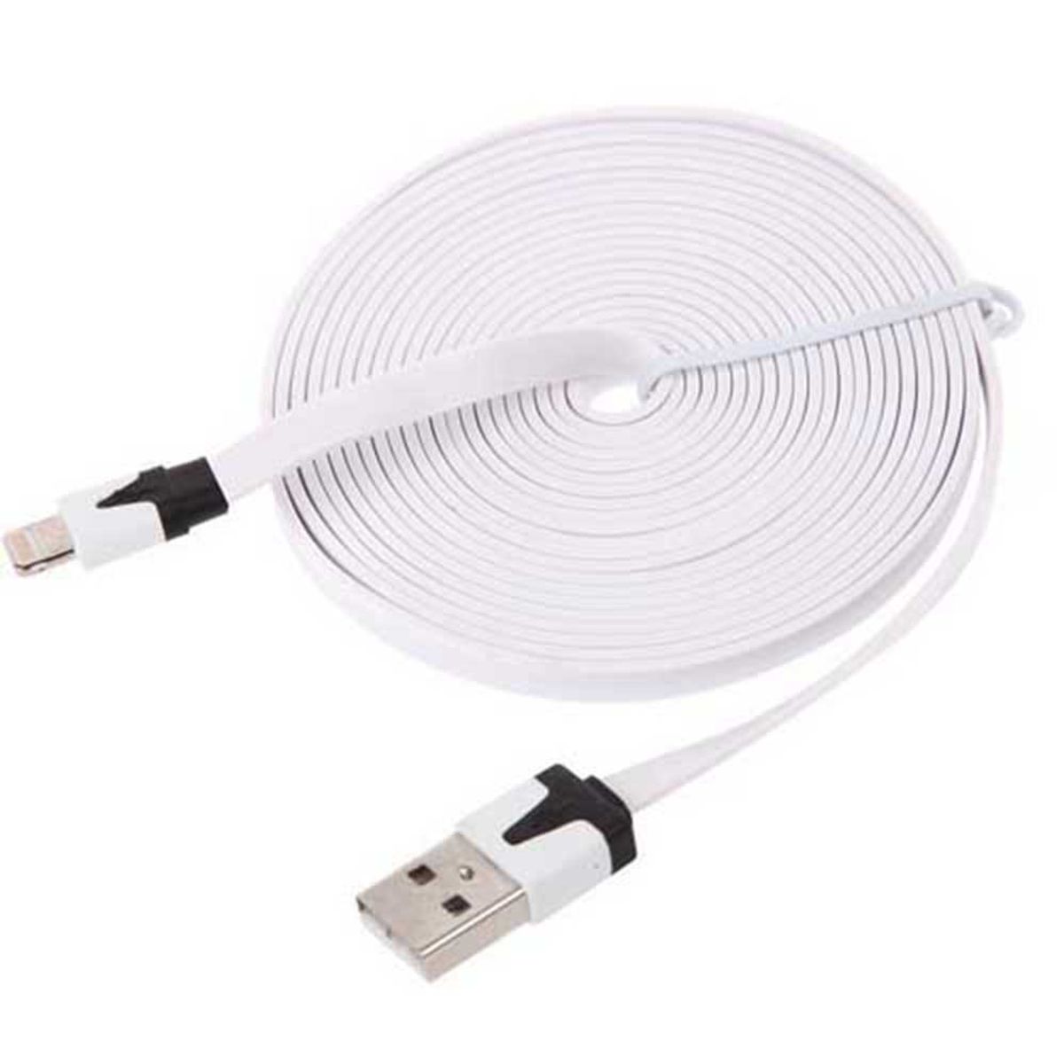 Flat Noodle Cable Data Sync Charger Cord for iPhone 5 3m