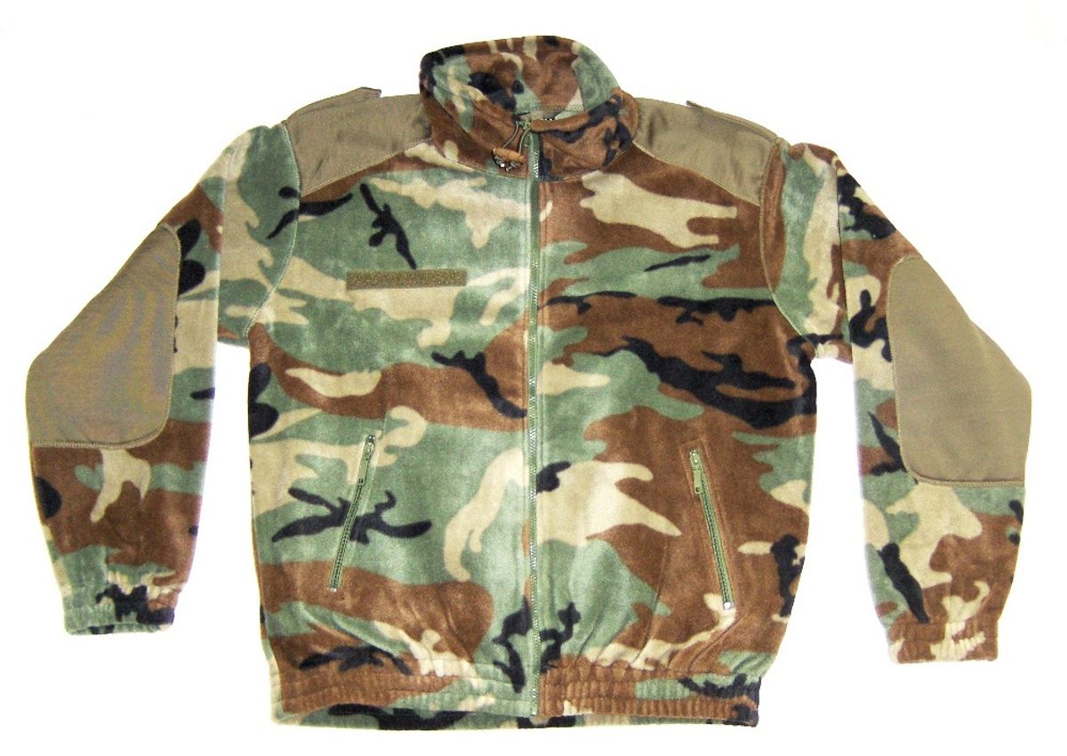 Fleece jakke, Woodland camouflage S