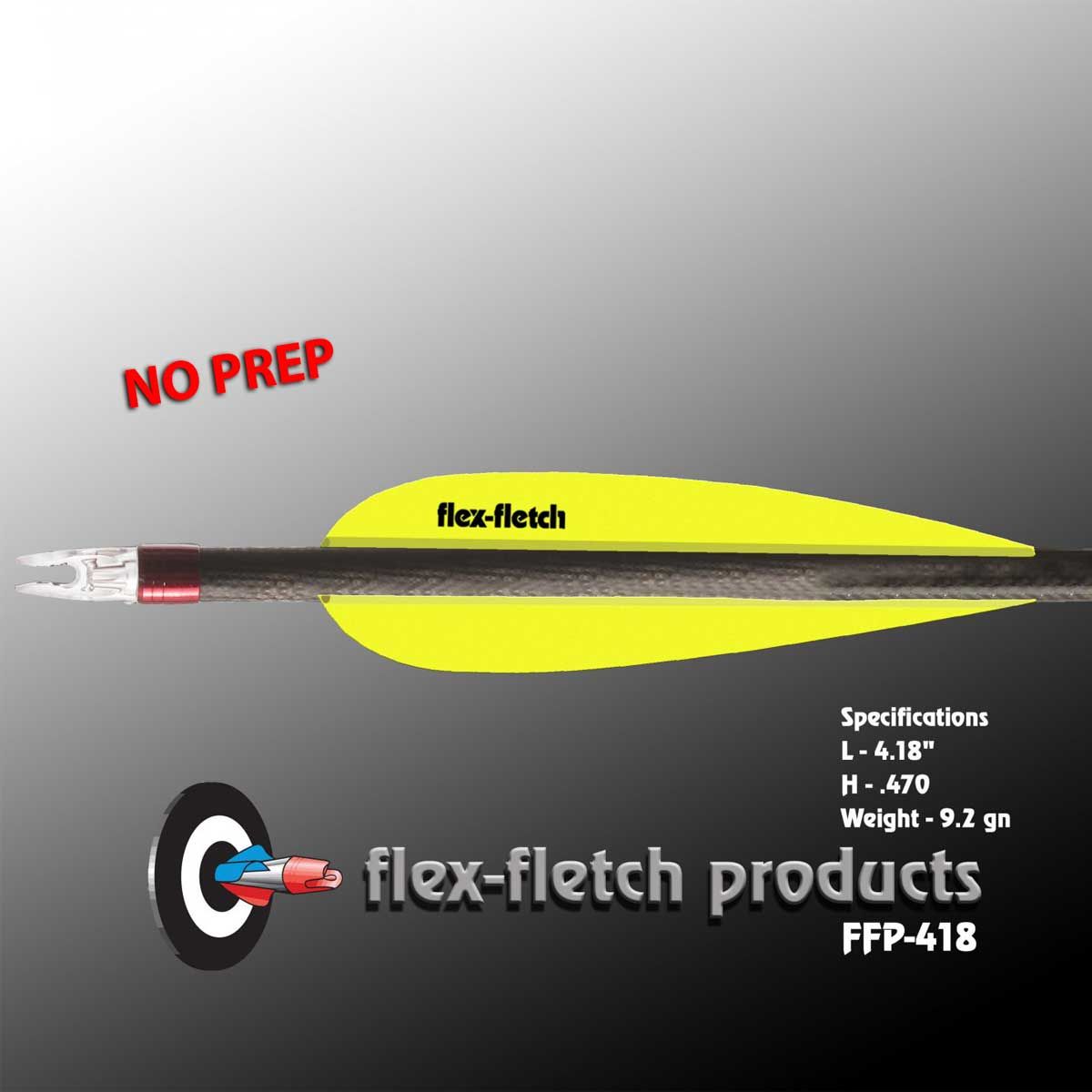 Flex Fletch faner 418 No Prep parabol -Gul