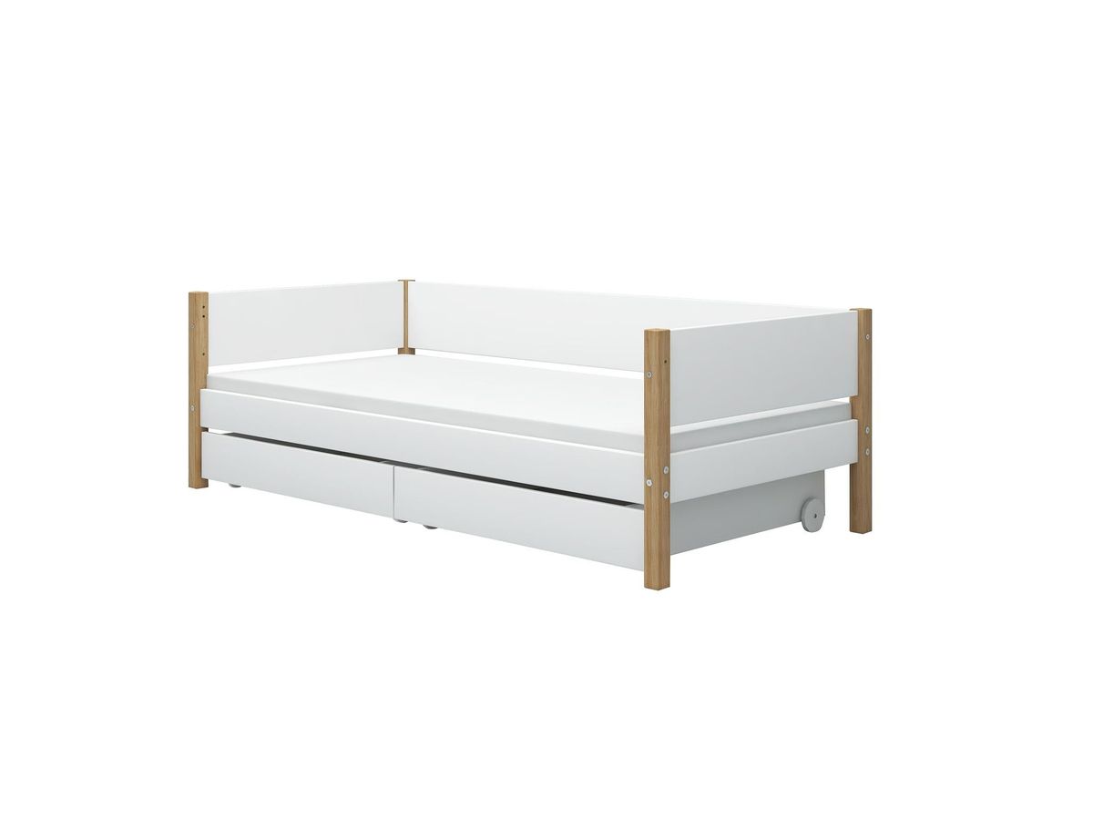 FLEXA Daybed med hoved-, bag- og endegavl 208.0 cm x 66.5 cm x 99.3 cm White/Oak