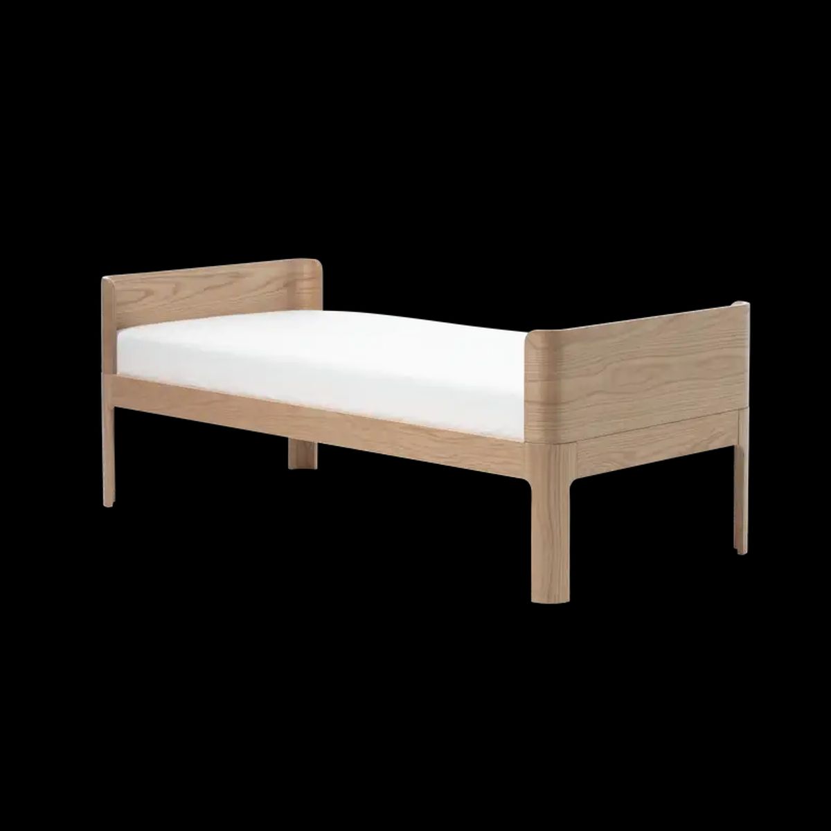 Flexa Junior bed 150x70 Oak Clear Lacq. Curved Headboards