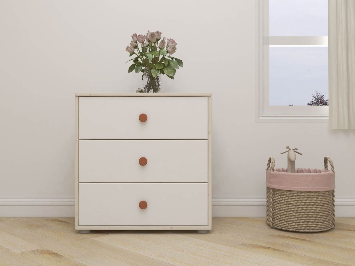 FLEXA Kommode, 3 skuffer 74.5 cm x 72.0 cm Light Blush/White Washed Pine