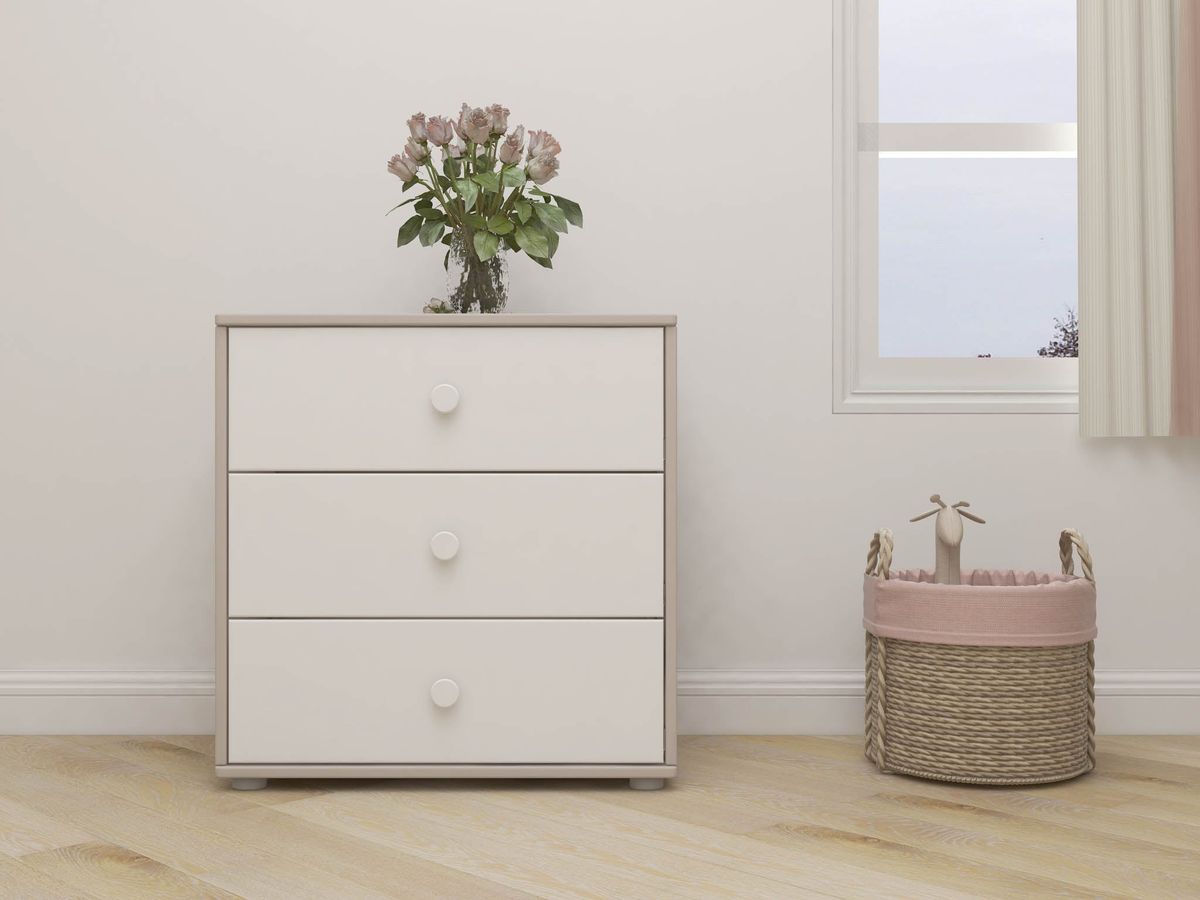 FLEXA Kommode, 3 skuffer 74.5 cm x 72.0 cm White/Grey Washed Pine