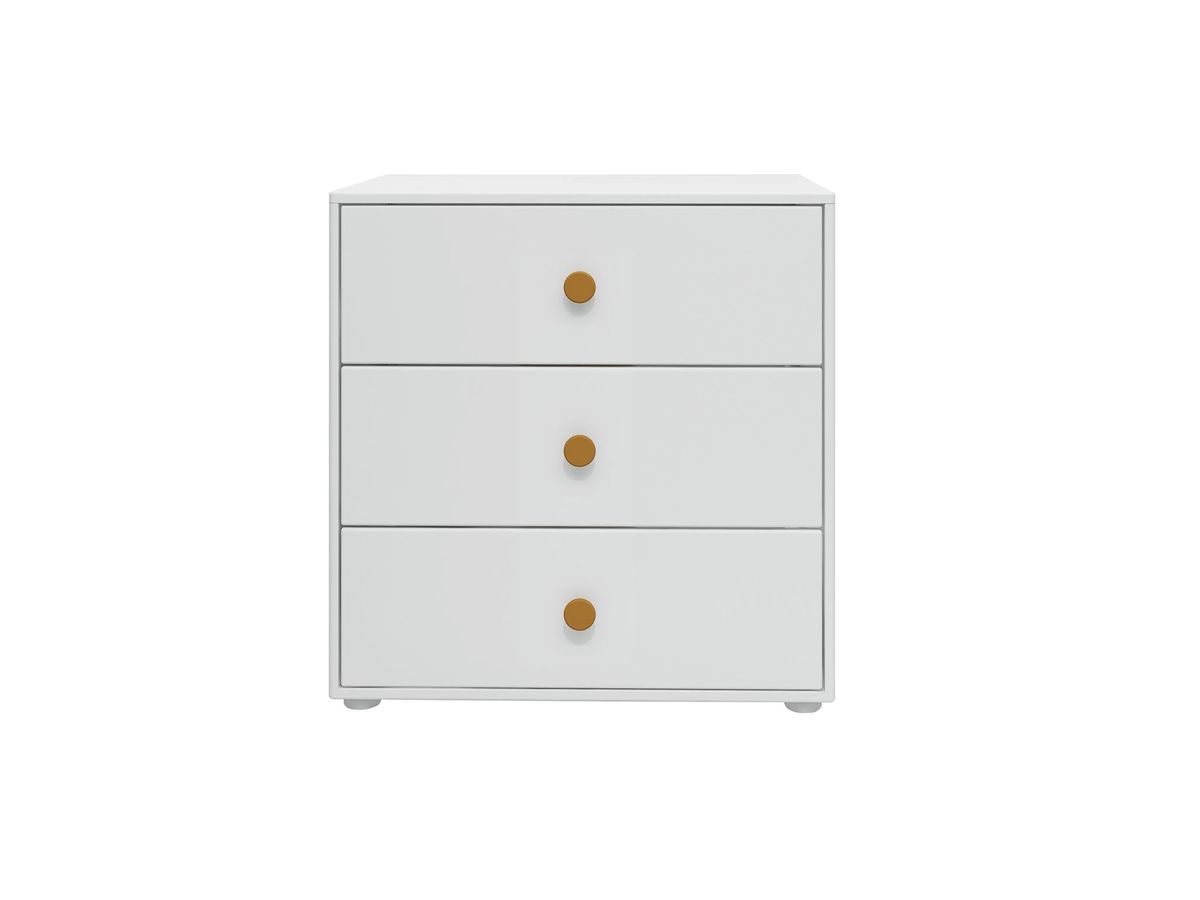 FLEXA Kommode, 3 skuffer 74.5 cm x 72.0 cm White/Mustard