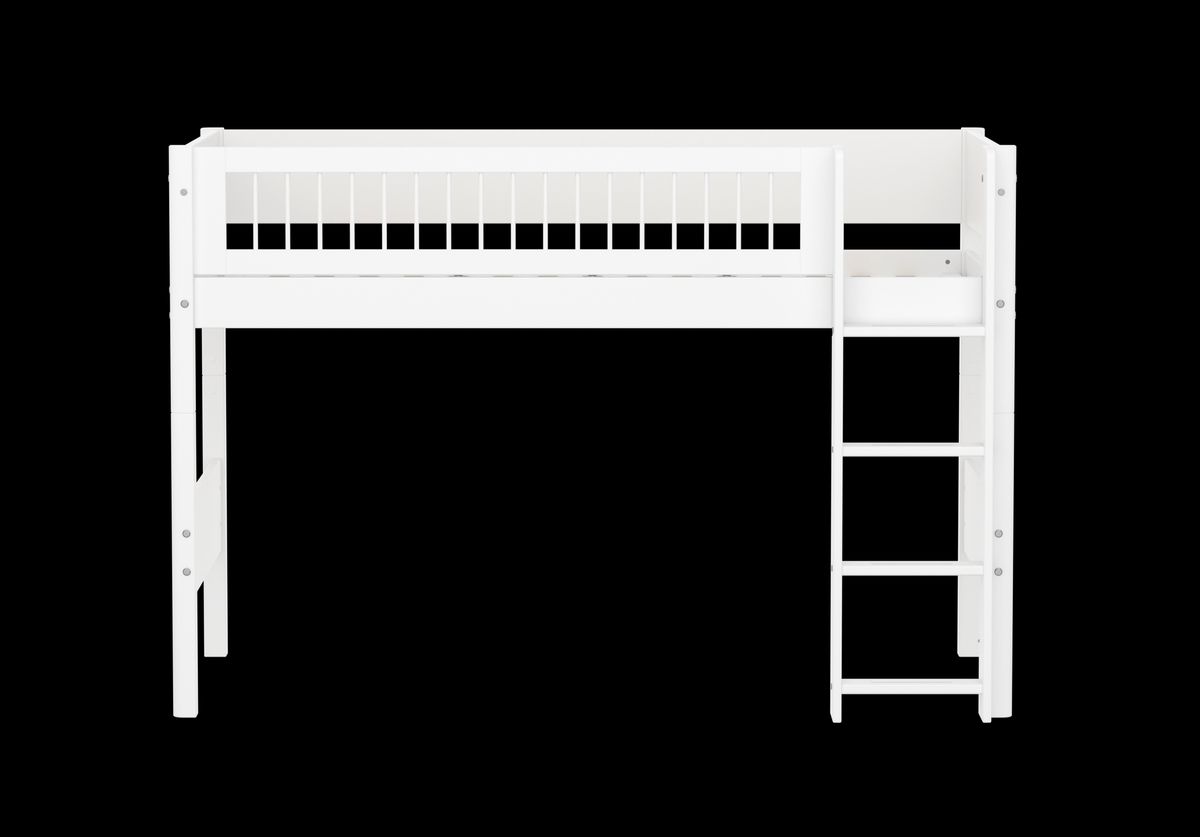 FLEXA Mellemhøj seng med lige stige 210.0 cm x 143.0 cm x 109.0 cm White