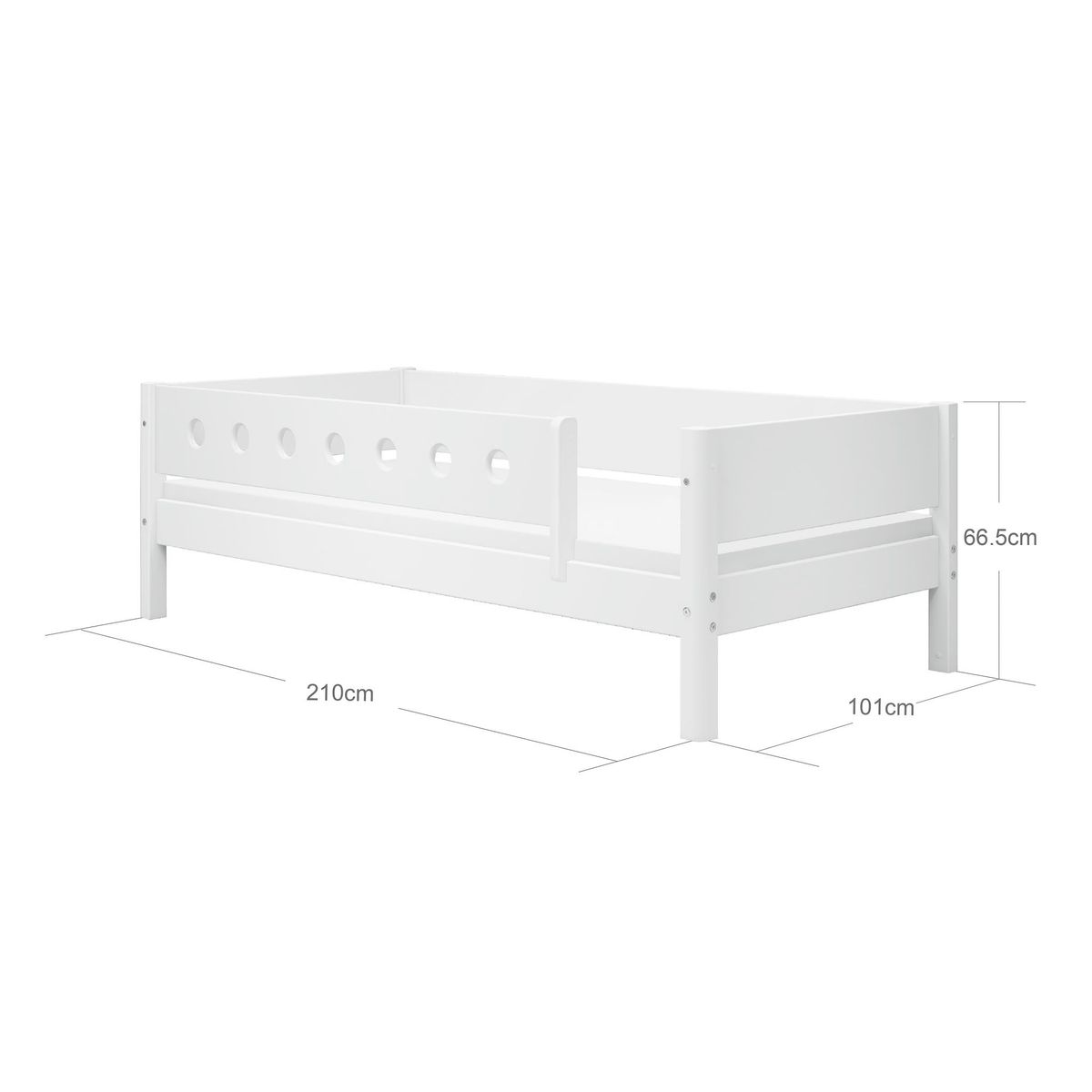 FLEXA WHITE Enkeltseng med Sengehest, 90x200 cm, Hvid 210.0 cm x 66.5 cm x 101.0 cm White