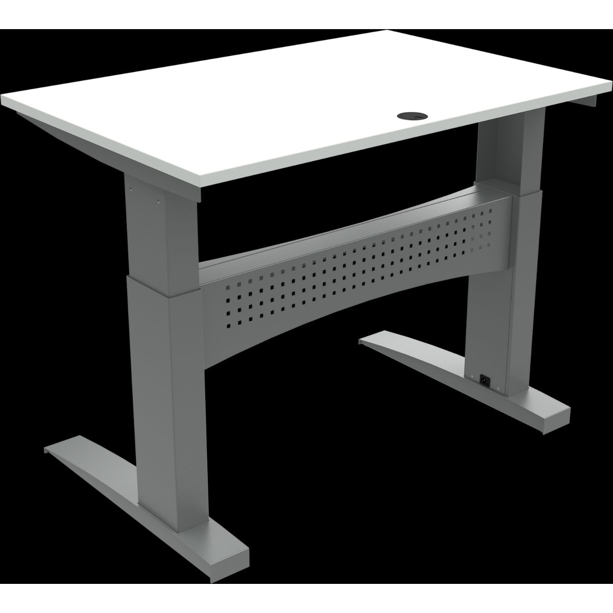 FlexDesk, To-bens hæve-/sænkebord, firkantet, hvid/sølv, H122x120x80 cm, mfc