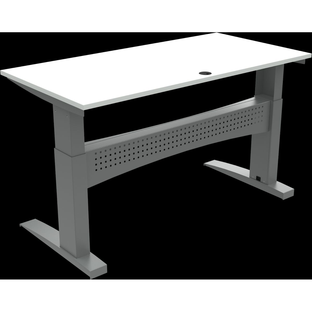 FlexDesk, To-bens hæve-/sænkebord, firkantet, hvid/sølv, H122x160x80 cm, mfc