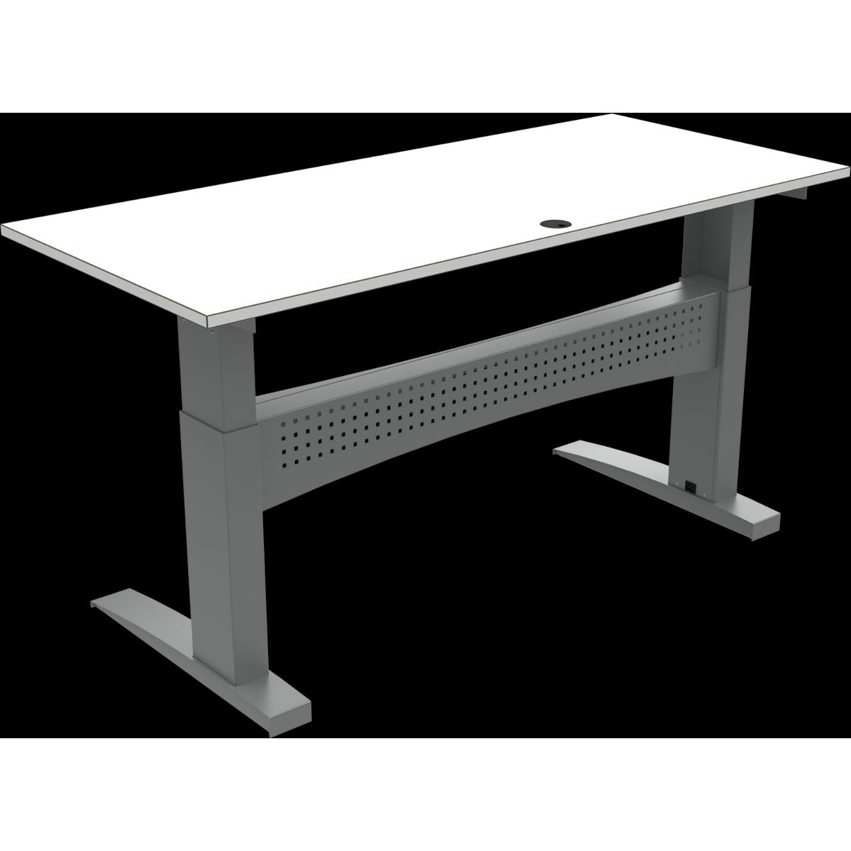 FlexDesk, To-bens hæve-/sænkebord, firkantet, hvid/sølv, H122x180x80 cm, mfc