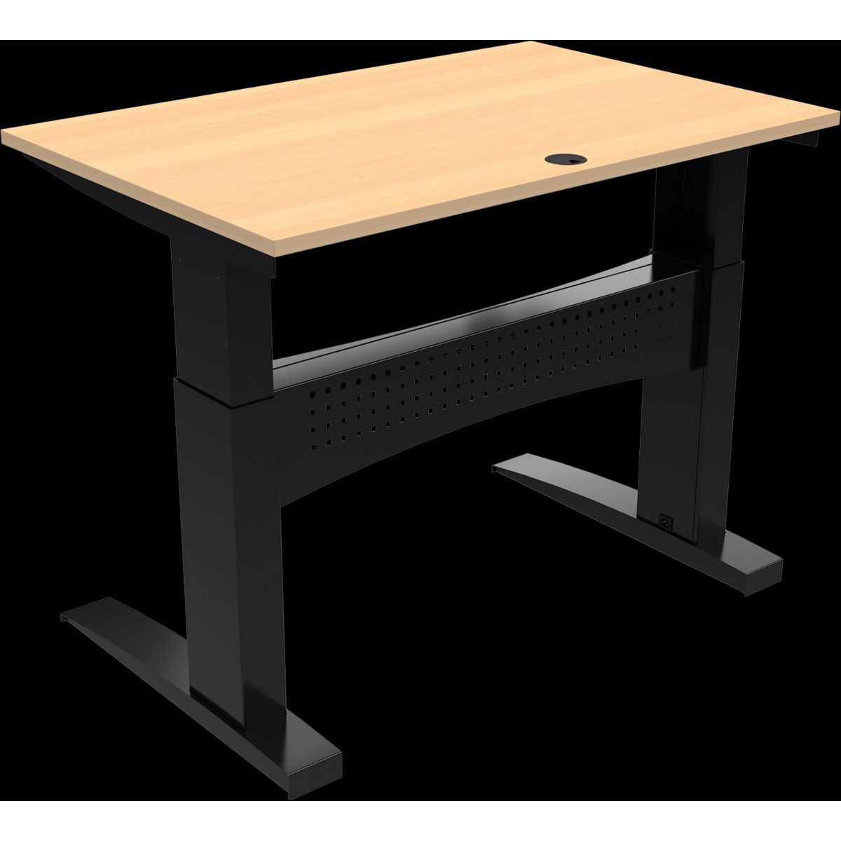 FlexDesk, To-bens hæve-/sænkebord, firkantet, natur/sort, H122x120x80 cm, bøg