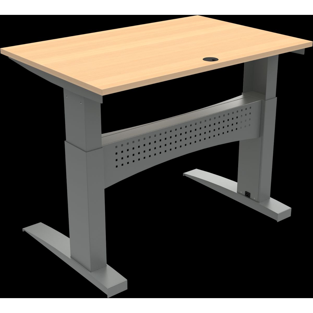 FlexDesk, To-bens hæve-/sænkebord, firkantet, natur/sølv, H122x120x80 cm, bøg