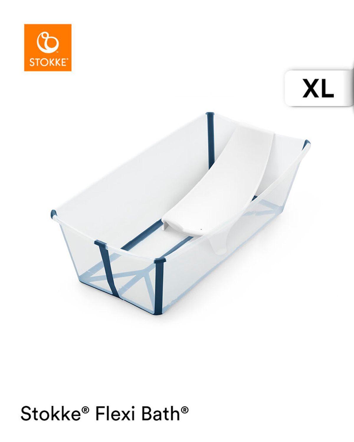 Flexi Bath XL inkl. newborn support - transparent blå